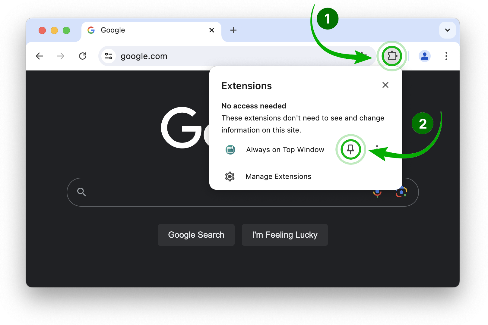 Pinning Always on Top Window in the Chrome extensions menu